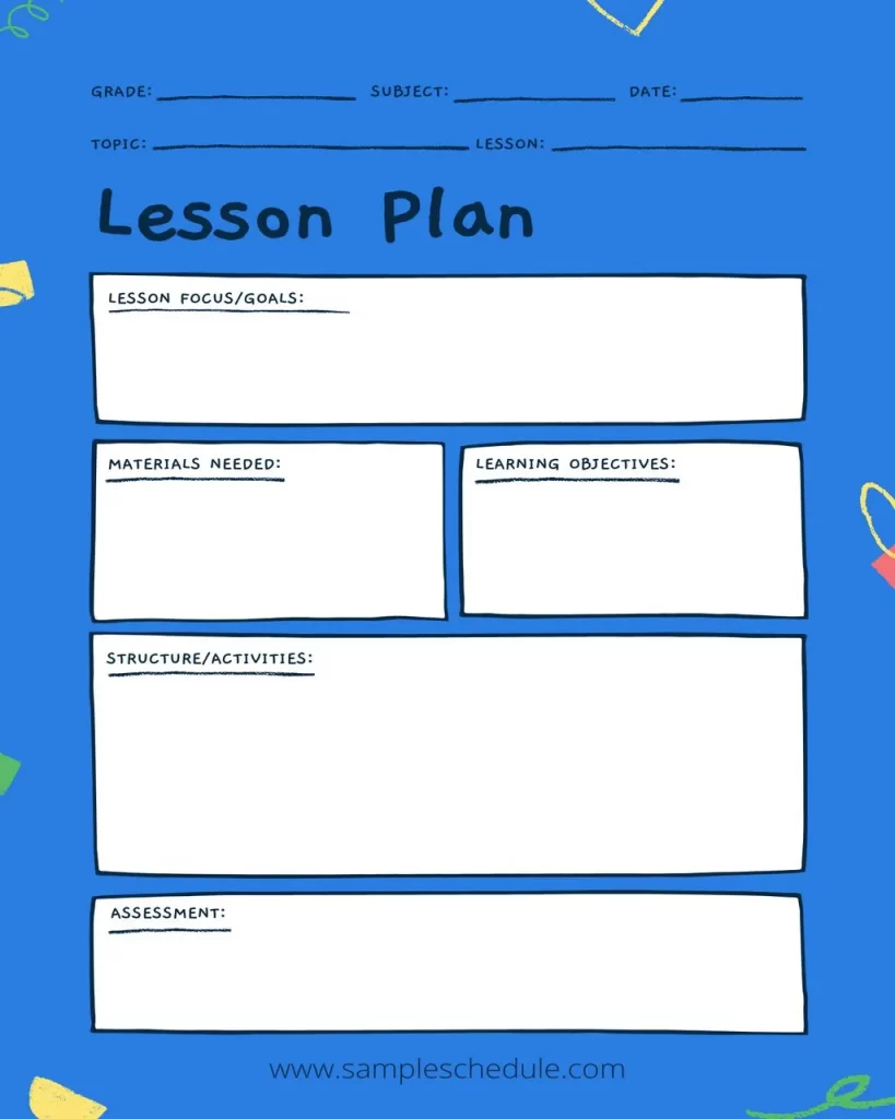 30+ Free Lesson Plan Template - sample schedule